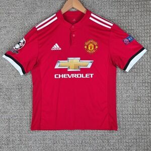 Adidas Manchester United 2017-18 Home Jersey Pogba Red Mens Small Climacool